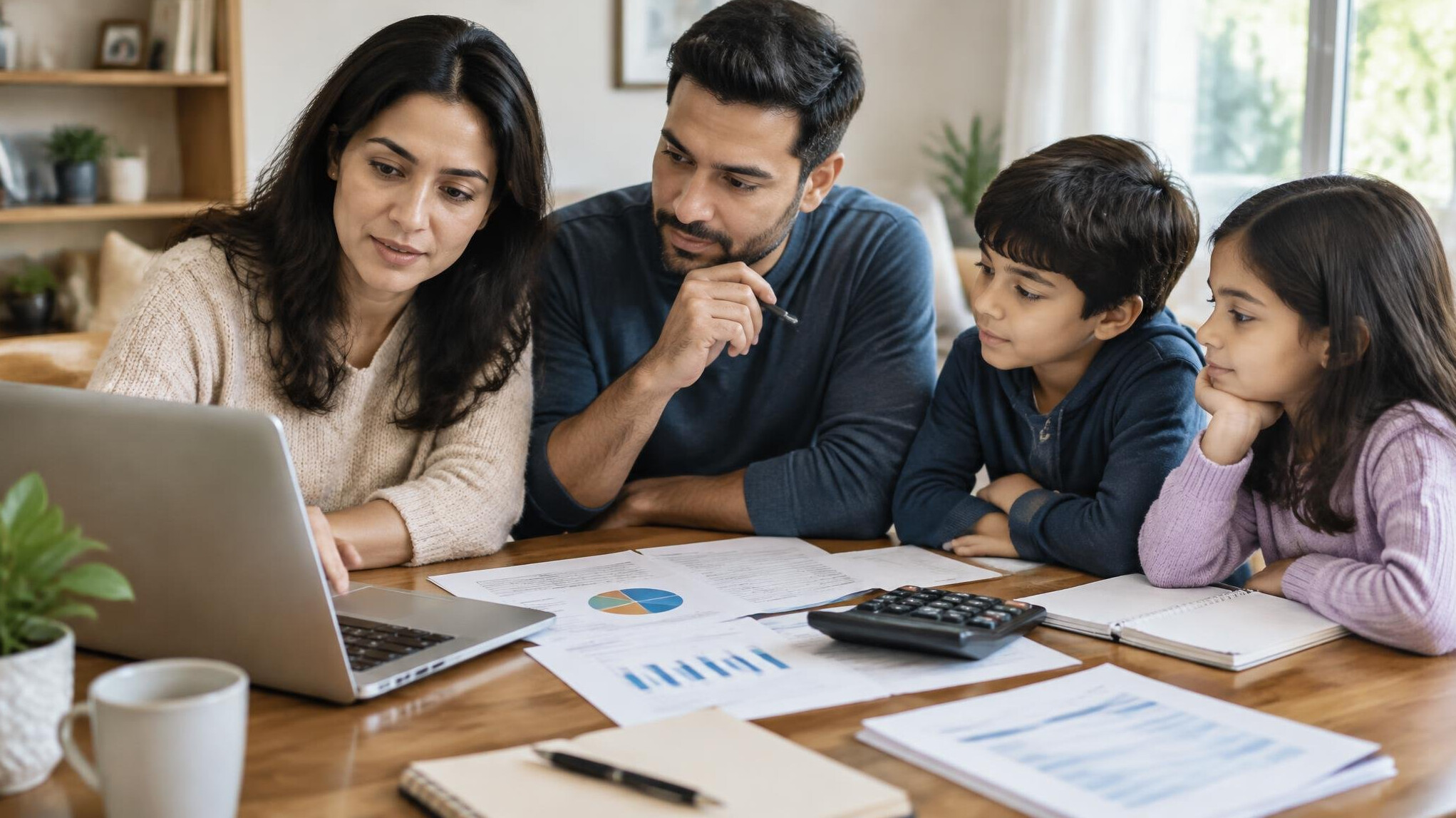 person planning budget on laptop